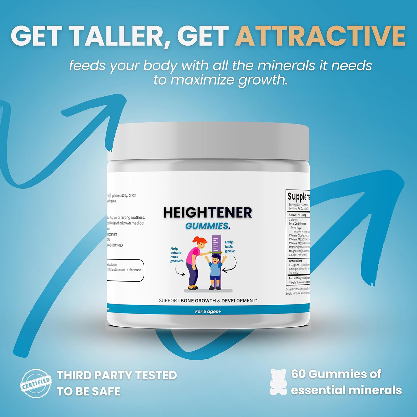 Final 3 Hours: 50% OFF🔥 Heightener-Natural Height Growth Supplement for Kids|60 capsules