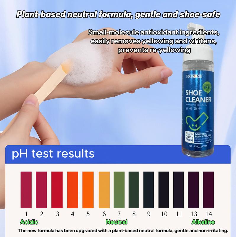 PICKZONE Shoe Cleaner 6.76 oz Foam for Stains & Dirt Removal Safe for Leather Suede Nubuck Cotton Knits Quick Dry Easy Use Shoe Cleaning Solution