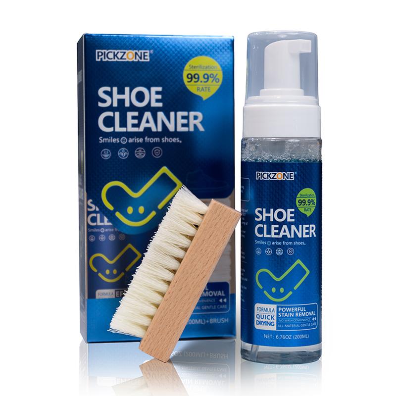 PICKZONE Shoe Cleaner 6.76 oz Foam for Stains & Dirt Removal Safe for Leather Suede Nubuck Cotton Knits Quick Dry Easy Use Shoe Cleaning Solution