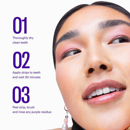 Hismile V34 Whitening Strips, Teeth Whitening Strips, Purple Tooth Whitening, Tooth Stain Treatment, Combining Whitening and Colour Correction