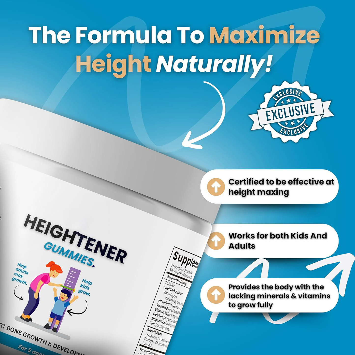Final 3 Hours: 50% OFF🔥 Heightener-Natural Height Growth Supplement for Kids|60 capsules